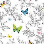 Adawall Anka 1606-1 Butterfly and Flowers Behang - L 15,6m x B 1,06m