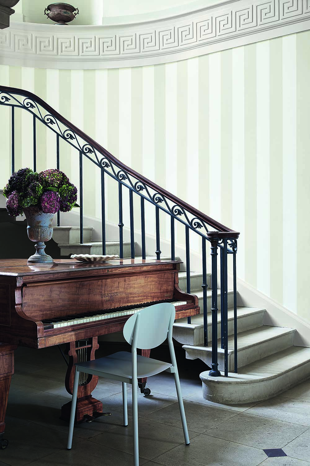 Behang Little Greene Painted Papers Broad Stripe 1825 Icing