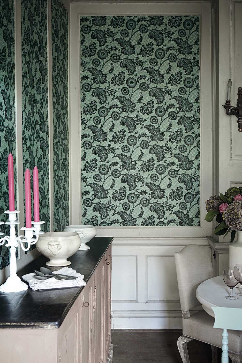 Behang Little Greene Révolution Papers Piccadilly 1760 Mock Green