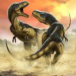Komar Into Adventure National Geographic Albertosauruses Fight IANGX5-006 Behang